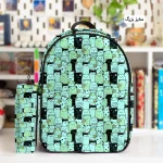 کوله پشتی طرح سگ گربه و جامدادی - Image 2