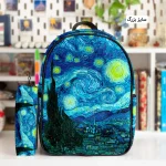 کوله پشتی طرح شب پرستاره و جامدادی - Image 2