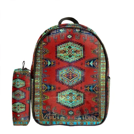 کوله پشتی طرح نقش قالی و جامدادی - Image 1