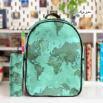 کوله پشتی طرح نقشه جهان کد 1 و جامدادی - Image 2