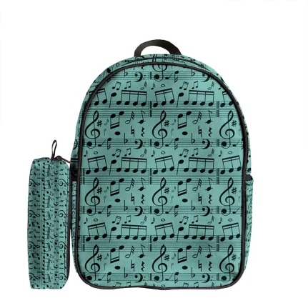 کوله پشتی طرح نوت موسیقی و جامدادی - Image 1