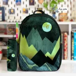 کوله پشتی طرح پاپ آرت منظره و جامدادی - Image 2