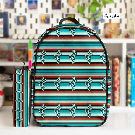 کوله پشتی طرح پترن کاکتوس و جامدادی - Image 2