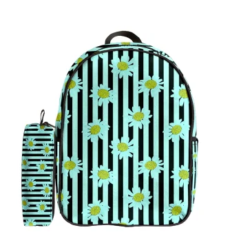 کوله پشتی طرح گل بابونه و جامدادی