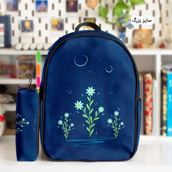 کوله پشتی طرح گل ماه و جامدادی - Image 2